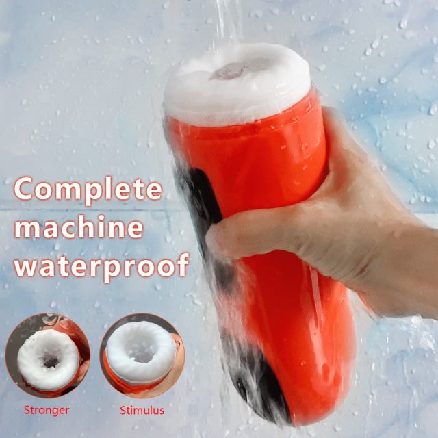 9.89'' Red Rechargeable Male Masturbators - 7 Vibrating + 7 Thrusting Modes