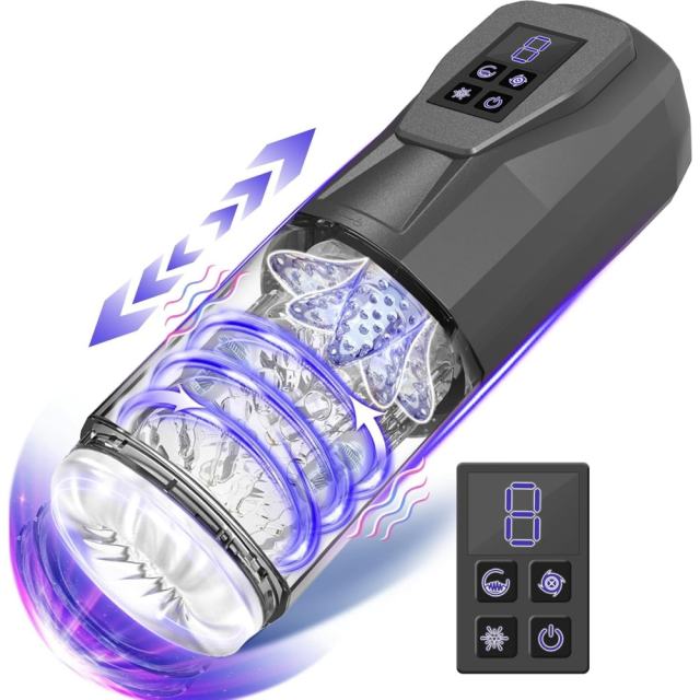 11.31'' Green Rechargeable Male Masturbator - 7 Thrusting + 7 Rotating + 7 Sucking + 7 Vibrating Modes