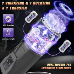 11.31'' Green Rechargeable Male Masturbator - 7 Thrusting + 7 Rotating + 7 Sucking + 7 Vibrating Modes