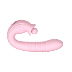 7.29" Pink Rechargeable Silicone Rabbit Vibrator – 10 Vibrating + 10 Thrusting + 10 Finger-Like Motion + 10 Rotating Modes