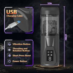 11.31'' Green Rechargeable Male Masturbator - 7 Thrusting + 7 Rotating + 7 Sucking + 7 Vibrating Modes