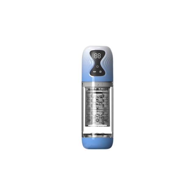 10.24'' Blue Rechargeable Male Masturbators - 7 Rotating + 7 Sucking Modes