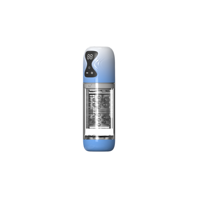 10.24'' Blue Rechargeable Male Masturbators - 7 Rotating + 7 Sucking Modes