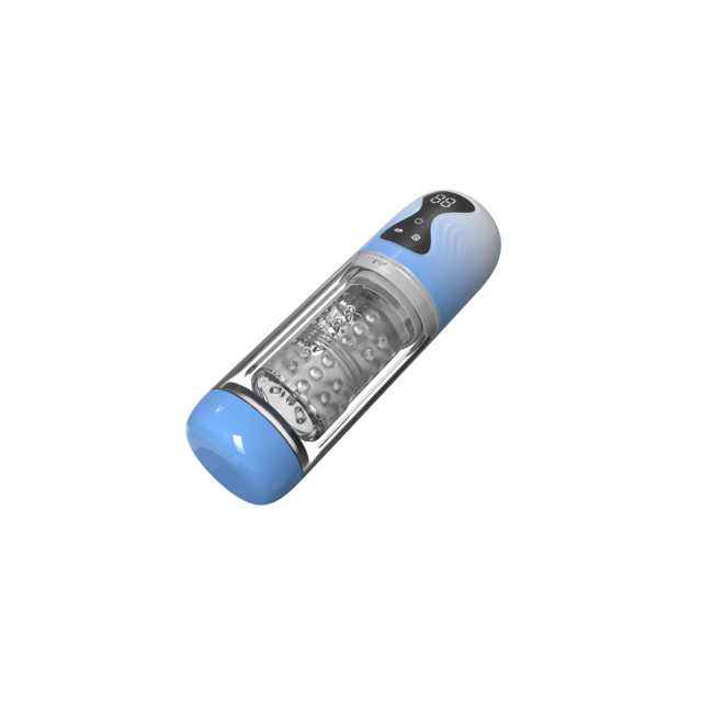 10.24'' Blue Rechargeable Male Masturbators - 7 Rotating + 7 Sucking Modes