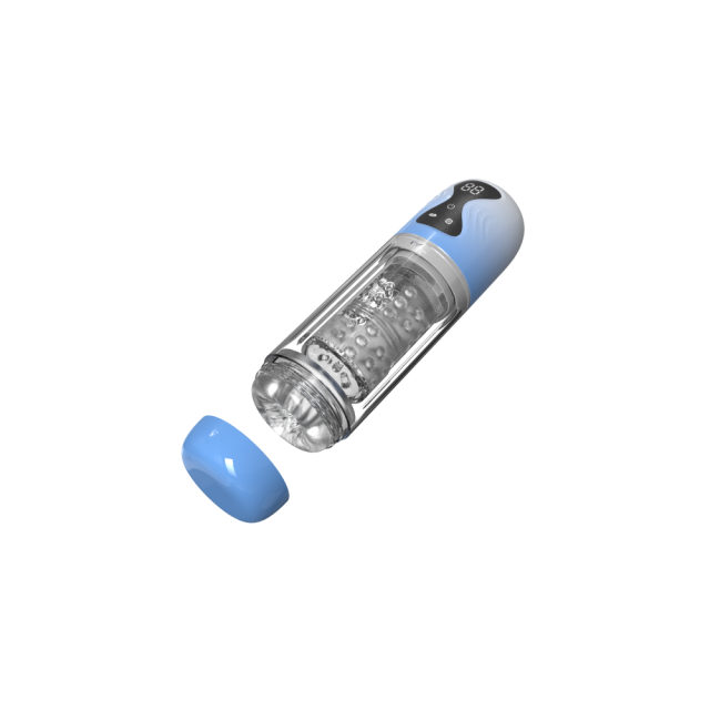 10.24'' Blue Rechargeable Male Masturbators - 7 Rotating + 7 Sucking Modes