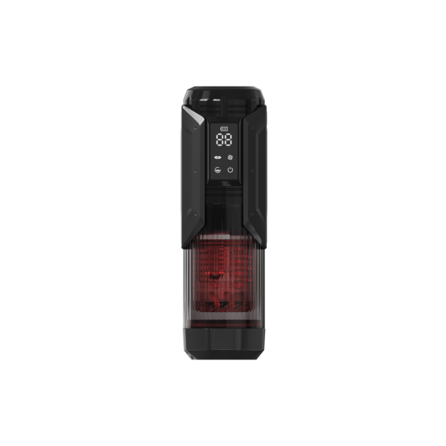 11.19'' Black & Red Rechargeable App-Controlled Masturbator with Suction Cup  - 7 Thrusting + 7 Rotating + 7 Sucking + 7 Vibrating Modes