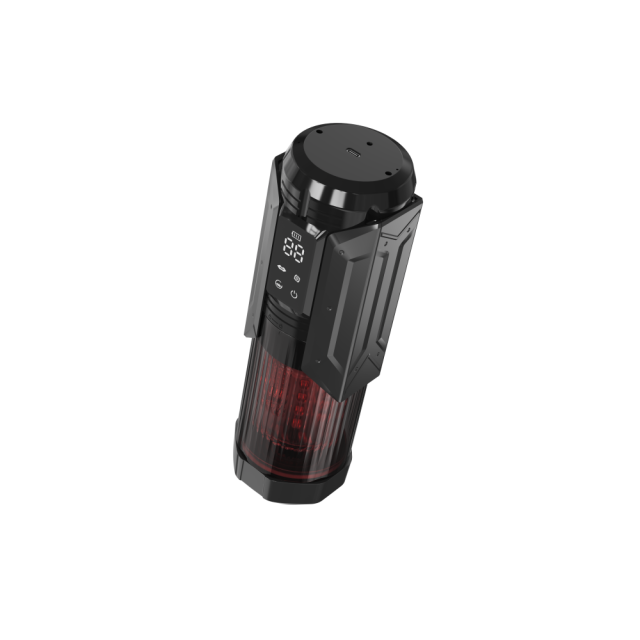 11.19'' Black & Red Rechargeable App-Controlled Masturbator with Suction Cup  - 7 Thrusting + 7 Rotating + 7 Sucking + 7 Vibrating Modes