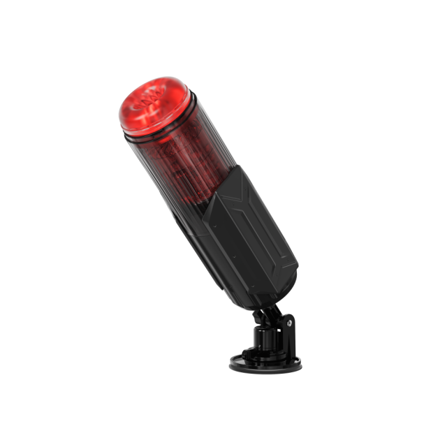 11.19'' Black & Red Rechargeable App-Controlled Masturbator with Suction Cup  - 7 Thrusting + 7 Rotating + 7 Sucking + 7 Vibrating Modes