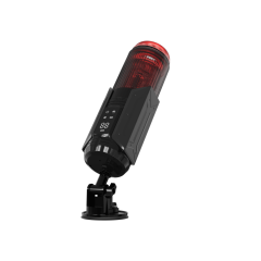 11.19'' Black & Red Rechargeable App-Controlled Masturbator with Suction Cup  - 7 Thrusting + 7 Rotating + 7 Sucking + 7 Vibrating Modes