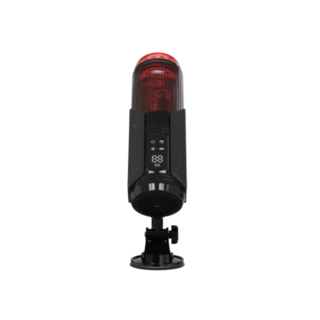 11.19'' Black & Red Rechargeable App-Controlled Masturbator with Suction Cup  - 7 Thrusting + 7 Rotating + 7 Sucking + 7 Vibrating Modes