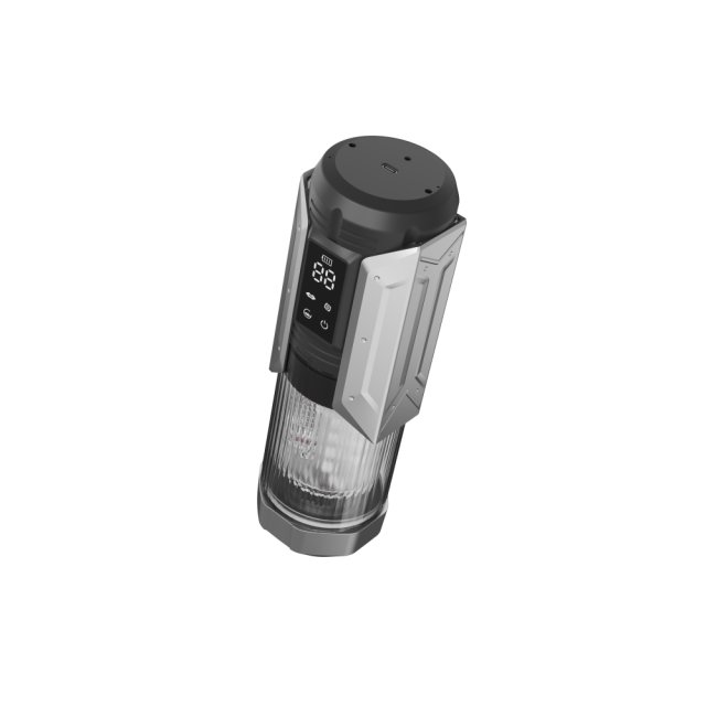 11.19'' Gunmetal Rechargeable Male Masturbators - 7 Thrusting + 7 Rotating + 7 Sucking + 7 Vibrating Modes
