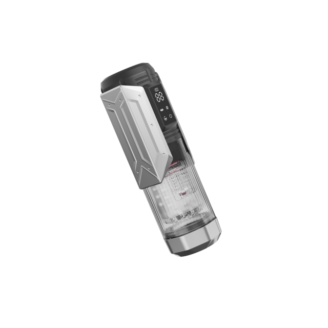 11.19'' Gunmetal Rechargeable Male Masturbators - 7 Thrusting + 7 Rotating + 7 Sucking + 7 Vibrating Modes