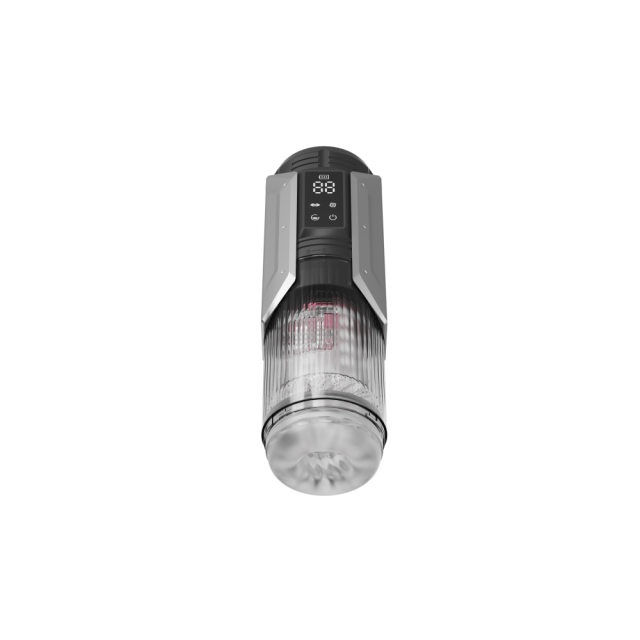 11.19'' Gunmetal Rechargeable Male Masturbators - 7 Thrusting + 7 Rotating + 7 Sucking + 7 Vibrating Modes