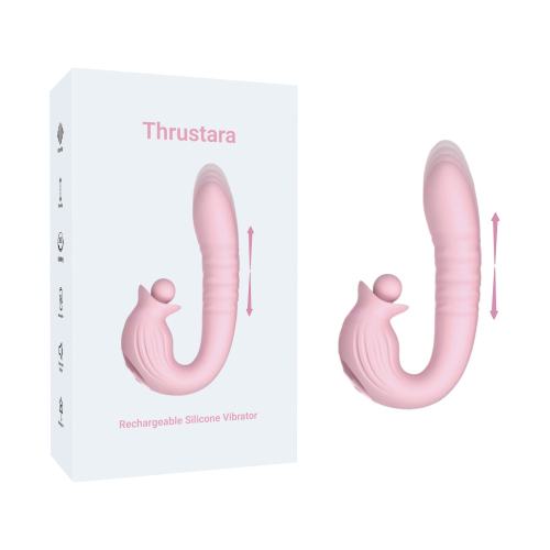7.29" Pink Rechargeable Silicone Rabbit Vibrator – 10 Vibrating + 10 Thrusting + 10 Finger-Like Motion + 10 Rotating Modes