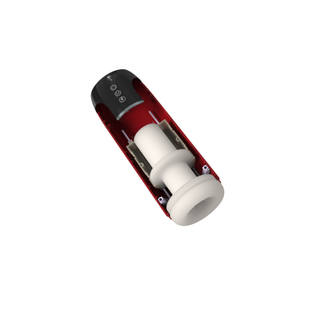 10.84'' Red & Black Rechargeable Male Masturbators - 7 Vibrating + 7 Thrusting Modes