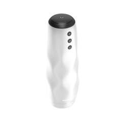White  Male Waterproof Automatic Masturbators with Heating - 3 Sucking + 10 Vibrating Modes