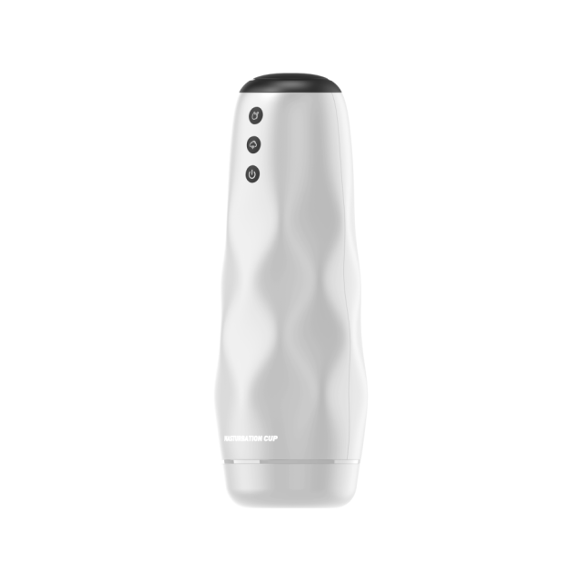 White  Male Waterproof Automatic Masturbators with Heating - 3 Sucking + 10 Vibrating Modes