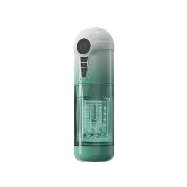 11.31'' Green Rechargeable Male Masturbator - 7 Thrusting + 7 Rotating + 7 Sucking + 7 Vibrating Modes