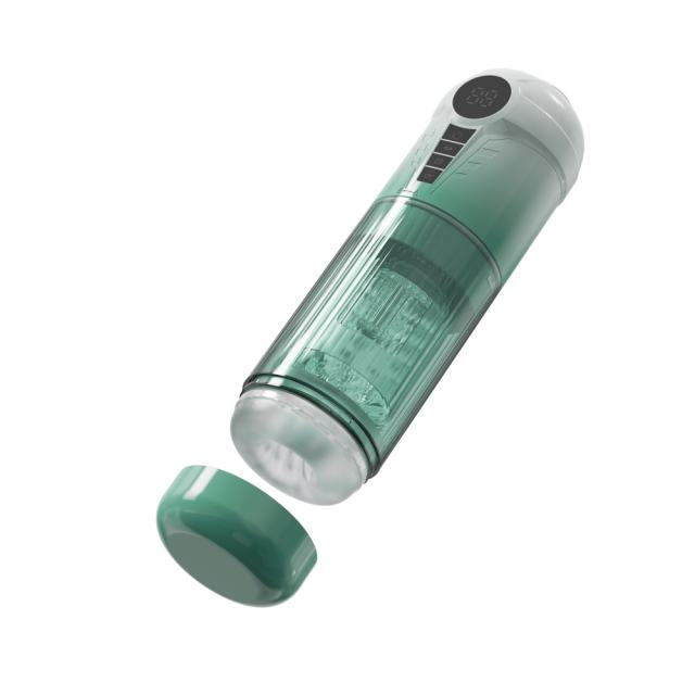 11.31'' Green Rechargeable Male Masturbator - 7 Thrusting + 7 Rotating + 7 Sucking + 7 Vibrating Modes