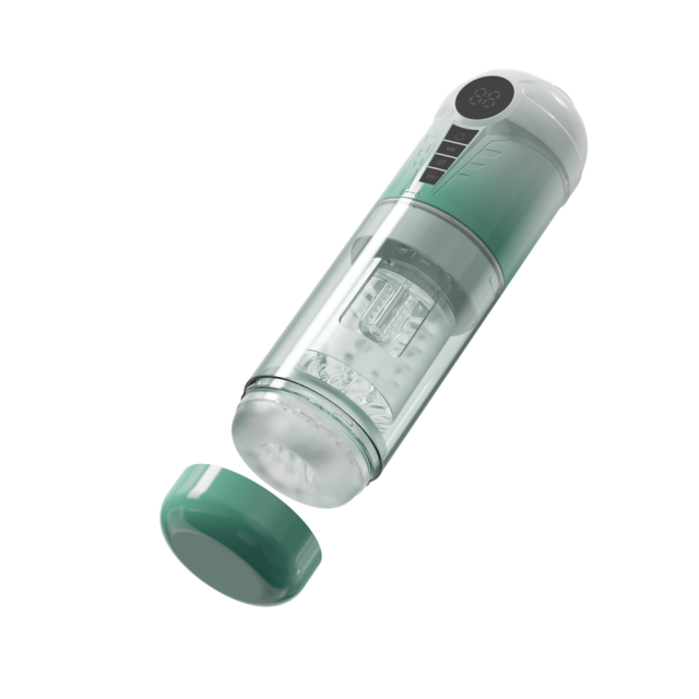 11.31'' Green Rechargeable Male Masturbator - 7 Thrusting + 7 Rotating + 7 Sucking + 7 Vibrating Modes
