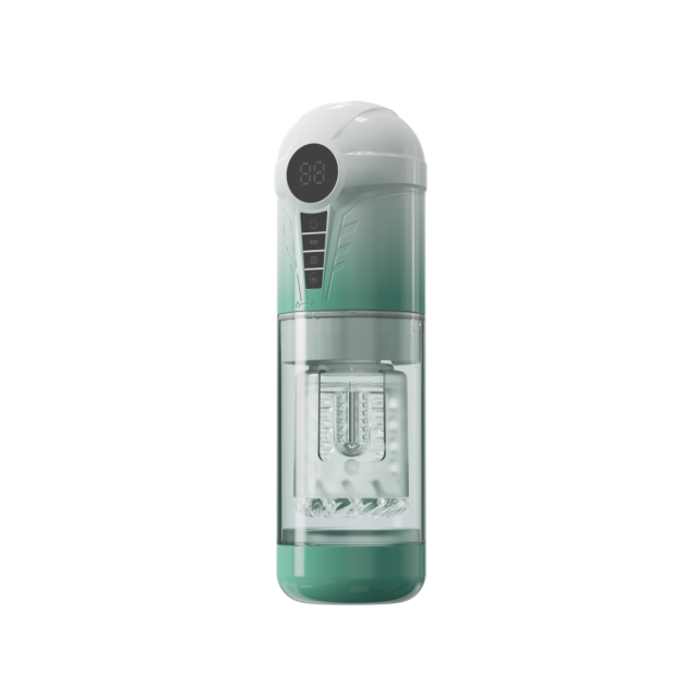 11.31'' Green Rechargeable Male Masturbator - 7 Thrusting + 7 Rotating + 7 Sucking + 7 Vibrating Modes