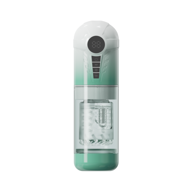 11.31'' Green Rechargeable Male Masturbator - 7 Thrusting + 7 Rotating + 7 Sucking + 7 Vibrating Modes