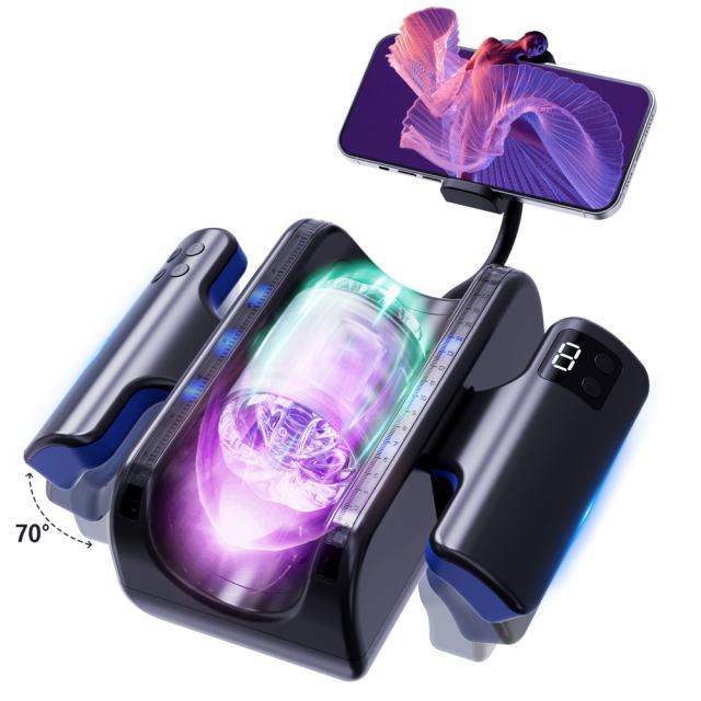 10.56'' Black Rechargeable Male Masturbator – Multi-Stroke Telescopic Function
