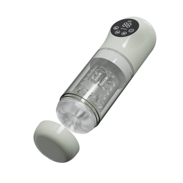 11.31'' Jade Green Rechargeable Male Masturbator - 7 Thrusting + 7 Rotating + 7 Sucking + 7 Vibrating Modes