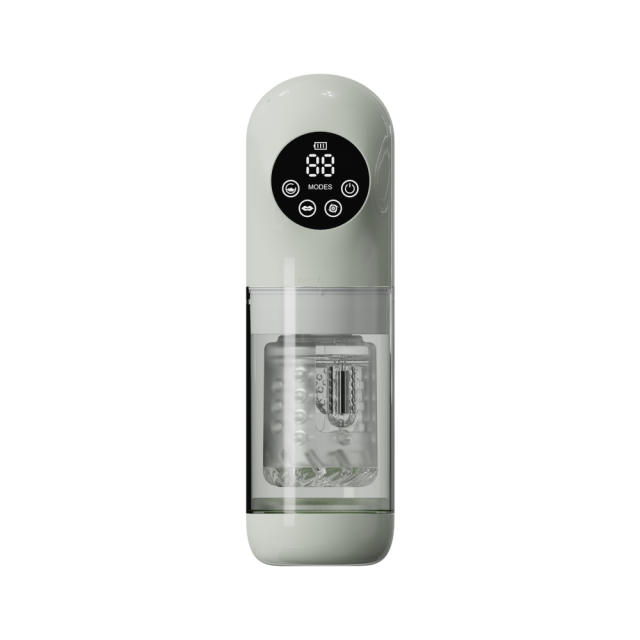 11.31'' Jade Green Rechargeable Male Masturbator - 7 Thrusting + 7 Rotating + 7 Sucking + 7 Vibrating Modes