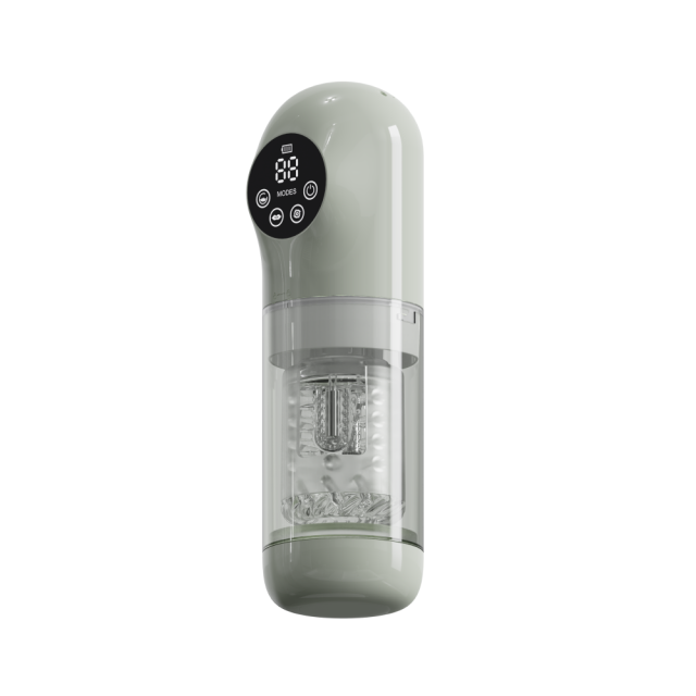 11.31'' Jade Green Rechargeable Male Masturbator - 7 Thrusting + 7 Rotating + 7 Sucking + 7 Vibrating Modes
