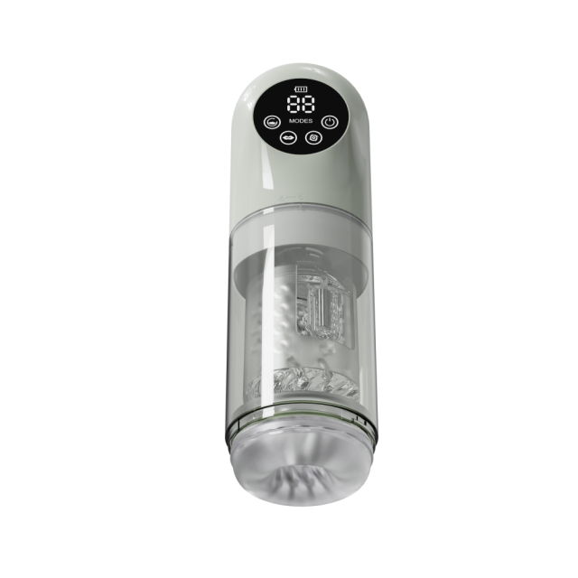 11.31'' Jade Green Rechargeable Male Masturbator - 7 Thrusting + 7 Rotating + 7 Sucking + 7 Vibrating Modes