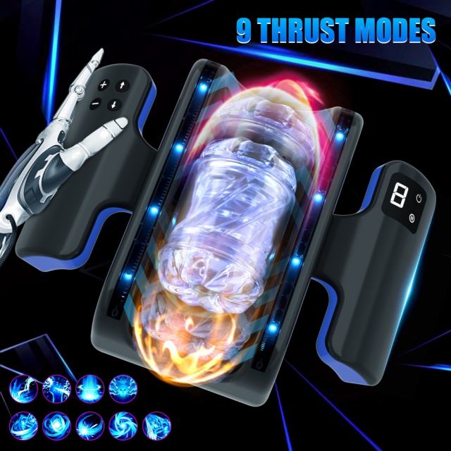 10.56'' Black Rechargeable Male Masturbator – Multi-Stroke Telescopic Function