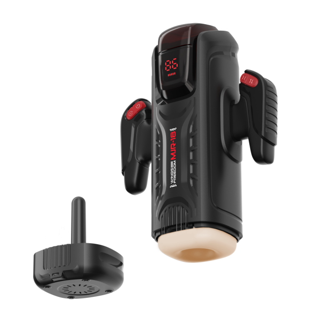 Black Rechargeable Automatic Masturbator with Heating – 7 Thrusting + + 9 Vibrating Modes