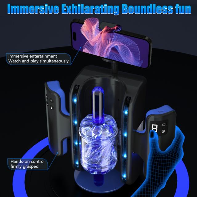 10.56'' Black Rechargeable Male Masturbator – Multi-Stroke Telescopic Function