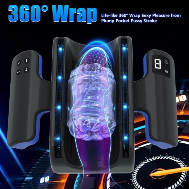 10.56'' Black Rechargeable Male Masturbator – Multi-Stroke Telescopic Function