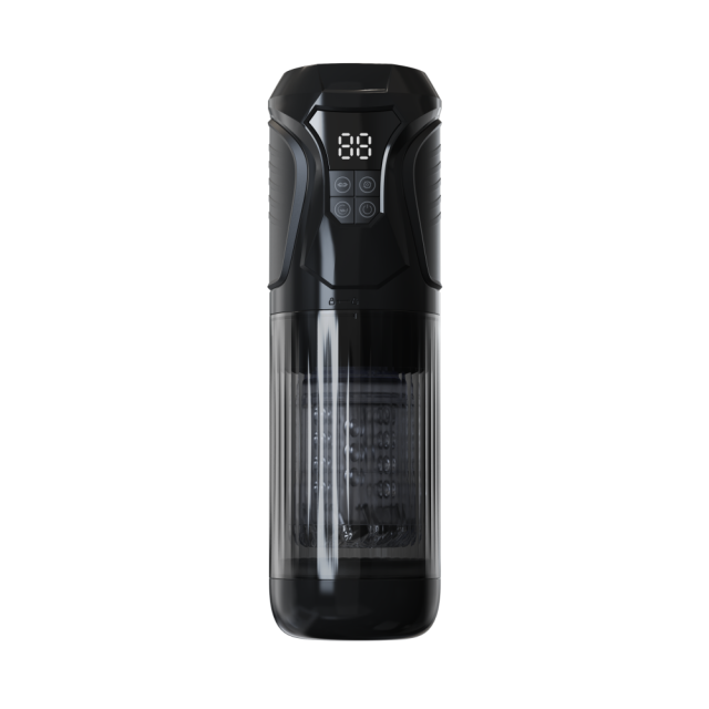 11.31'' Black Rechargeable Male Masturbator - 7 Thrusting + 7 Rotating + 7 Sucking + 7 Vibrating Modes