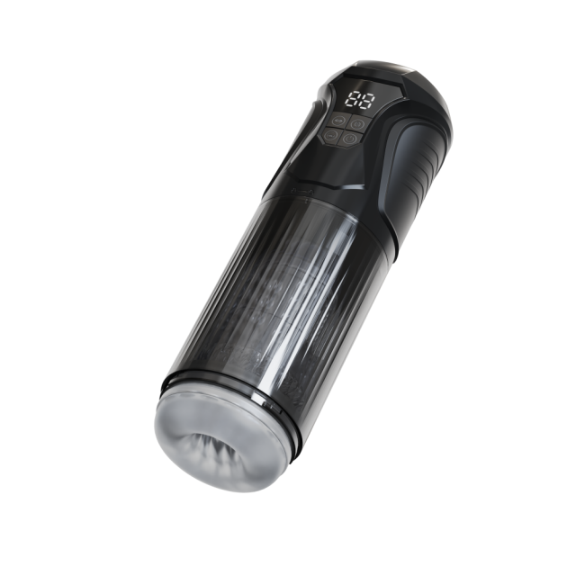 11.31'' Black Rechargeable Male Masturbator - 7 Thrusting + 7 Rotating + 7 Sucking + 7 Vibrating Modes