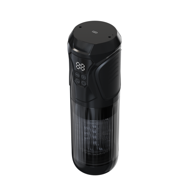 11.31'' Black Rechargeable Male Masturbator - 7 Thrusting + 7 Rotating + 7 Sucking + 7 Vibrating Modes
