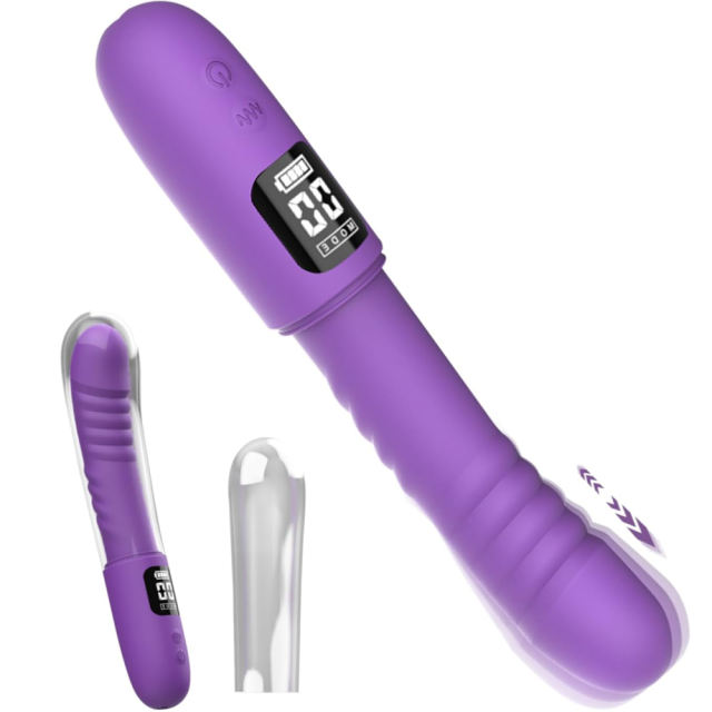 8.67" Purple Rechargeable Thrusting Vibrator – 9 Vibrating + 3 Thrusting Modes