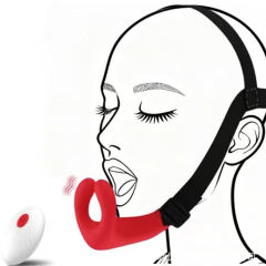 Red Rechargeable Silicone Oral Stimulation Vibrator – 10 Vibrating Modes Wearable Strap