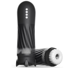 Black Rechargeable Heating Rotating & Thrusting Male Masturbator – 5 Vibrating + 5 Thrusting + 3 Rotating Modes Automatic Stroker