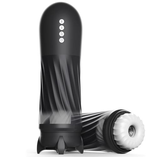 Black Rechargeable Heating Rotating & Thrusting Male Masturbator – 5 Vibrating + 5 Thrusting + 3 Rotating Modes Automatic Stroker