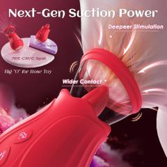 Red App-Controlled Rose Tongue-Licking & Sucking Vibrator – 10 Vibrating + 10 Tongue-Licking