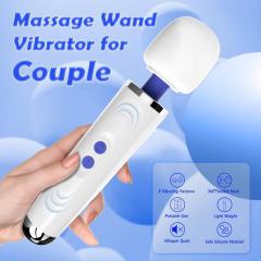 8.87" White Rechargeable Wand Massager with Textured Attachment – 9 Vibrating Modes