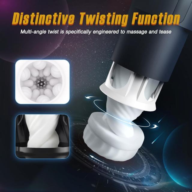 Black Rechargeable Heating Rotating & Thrusting Male Masturbator – 5 Vibrating + 5 Thrusting + 3 Rotating Modes Automatic Stroker