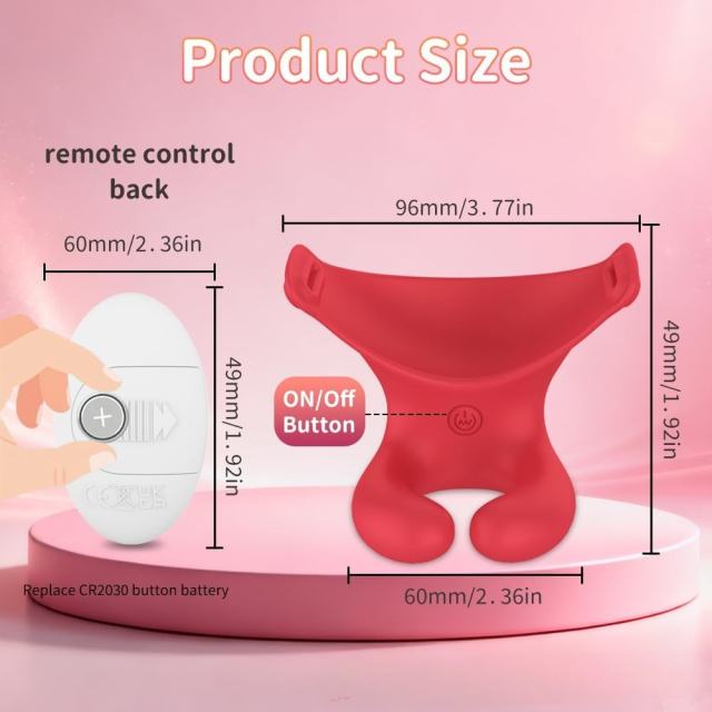 Red Rechargeable Silicone Oral Stimulation Vibrator – 10 Vibrating Modes Wearable Strap