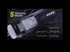Black Rechargeable Heating Rotating & Thrusting Male Masturbator – 5 Vibrating + 5 Thrusting + 3 Rotating Modes Automatic Stroker