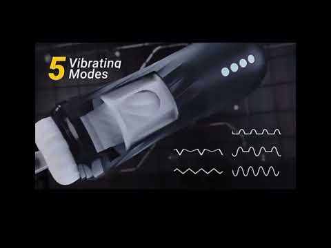 Black Rechargeable Heating Rotating & Thrusting Male Masturbator – 5 Vibrating + 5 Thrusting + 3 Rotating Modes Automatic Stroker