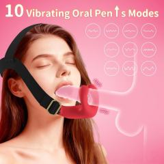 Red Rechargeable Silicone Oral Stimulation Vibrator – 10 Vibrating Modes Wearable Strap