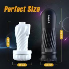 Black Rechargeable Heating Rotating & Thrusting Male Masturbator – 5 Vibrating + 5 Thrusting + 3 Rotating Modes Automatic Stroker